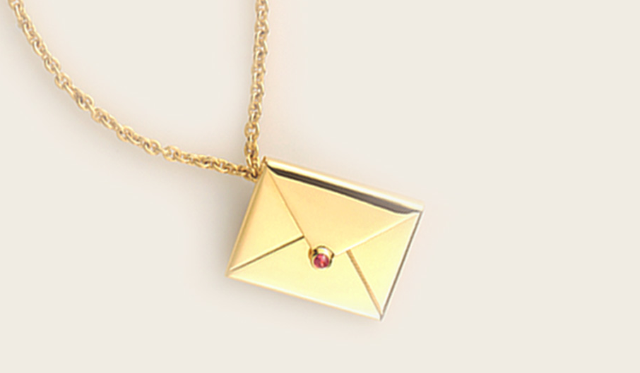 For the girl who writes you sweet little love notes, give her a gift of words in Inscribed envelope pendants.