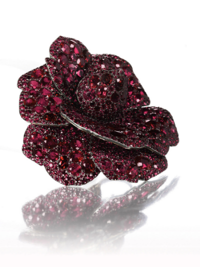 A Ruby Camellia brooch by JAR, Lily Safra Collection.