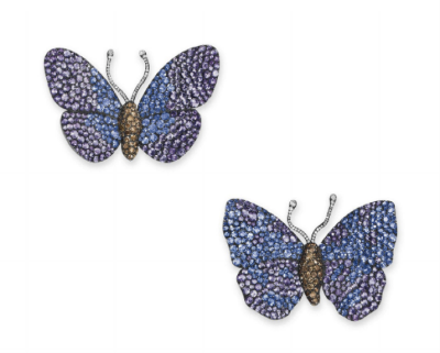 A Pair of Exquisite Multi-Gem Butterfly Brooches, by JAR.
