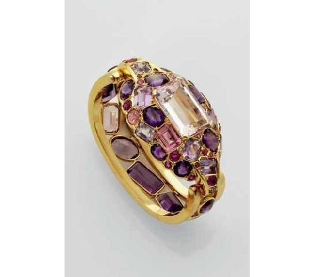    An Amethyst, Kunzite, Tourmaline Bracelet, by Suzanne Belperron.   