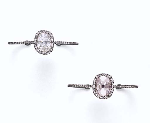 A pair of JAR diamond bangles, formerly owned by Ellen Barkin.