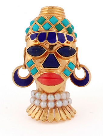 Revival Jewels’ Style Suggestion: A gem-set African mask brooch by Boucheron, circa 1949. Whimsical and colourful.