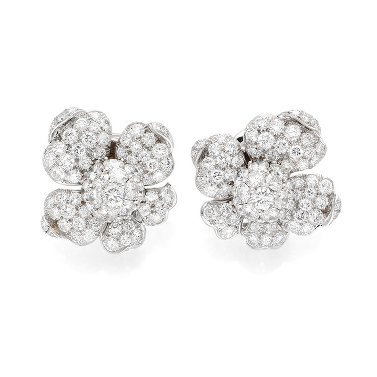 A Pair of Diamond Earclips, by Marianne Ostier (Available at www.revivaljewels.com)