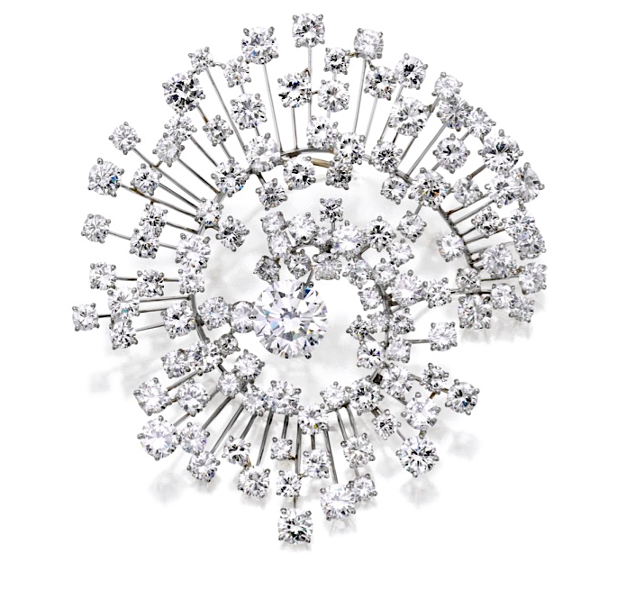 Platinum and Diamond "Galaxy Brooch", by Marianne Ostier, circa 1955