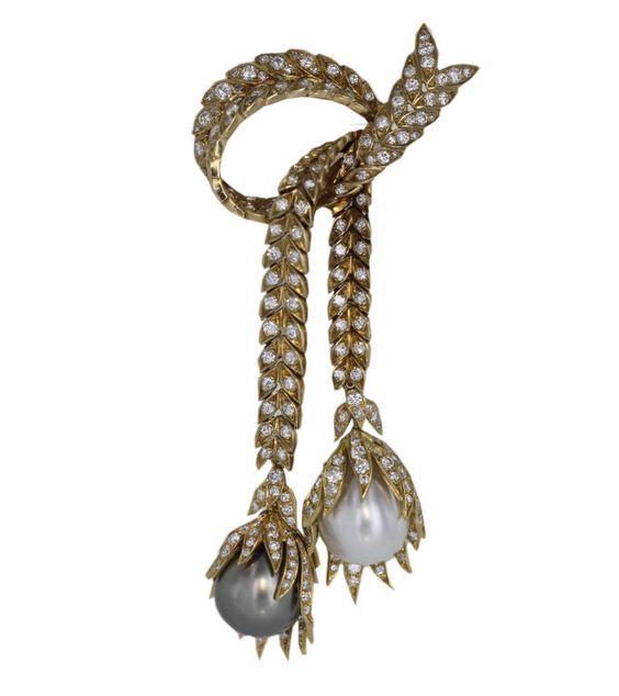   A Natural Pearl and Diamond Bow Brooch, by Pierre&nbsp;Sterlé   