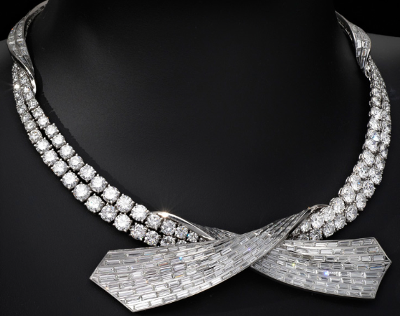    A Double Row Diamond "Ribbon" Motif Necklace, by Pierre Sterlé, circa 1960   