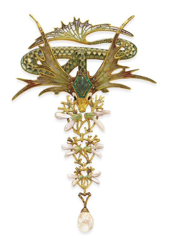 An Art Nouveau Enamel and Pearl Corsage Ornament by George Fouquet Photo Courtesy of Christie's