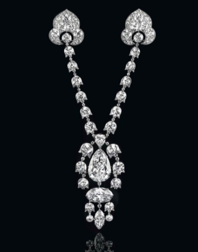 A Belle-Époque diamond devant-de-corsage mounted in platinum, by Cartier, with maker’s mark for Henri Picq, photo courtesy of Christie’s.