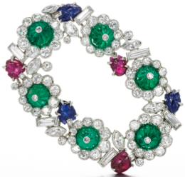 Gem set and diamond brooch, by Henri Picq, photo courtesy of Sotheby’s.