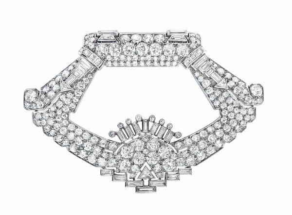 An Art Deco diamond clip brooch, by Henri Picq, circa 1930s.
