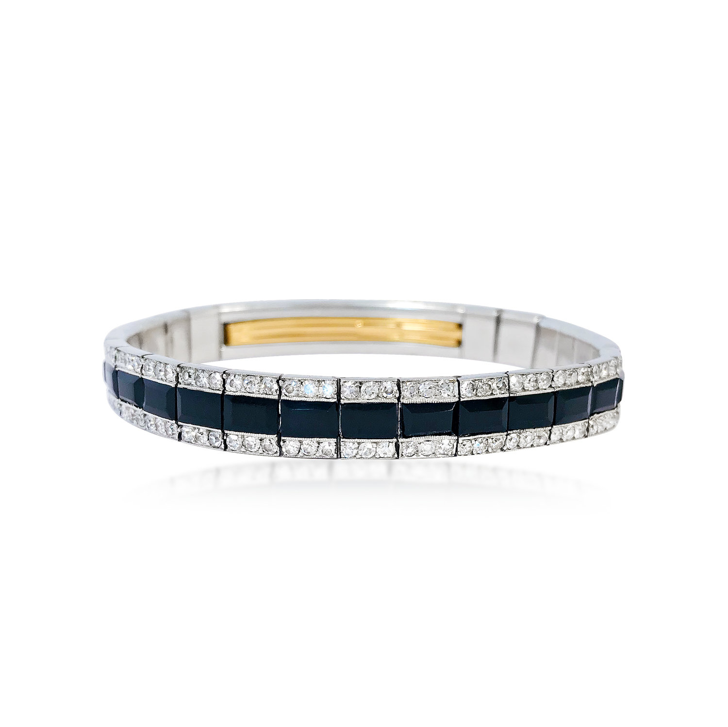 AN ONYX AND DIAMOND BRACELET  