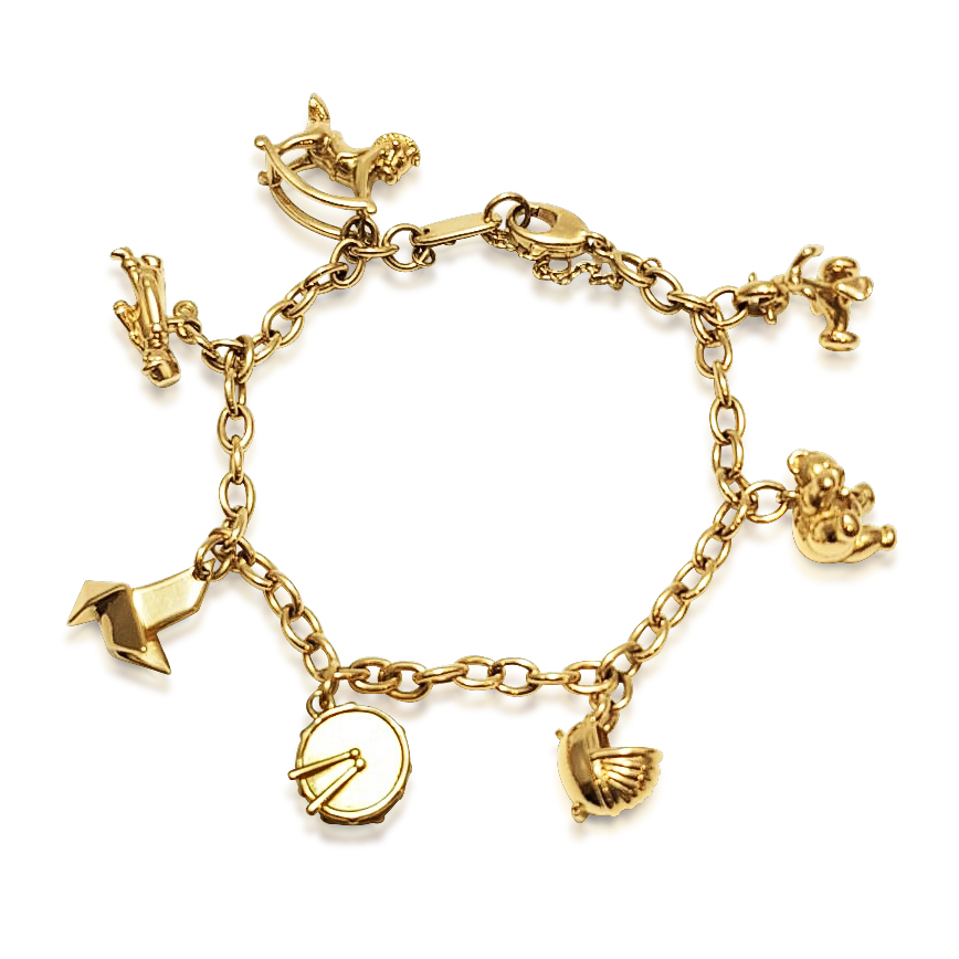 AN 18K YELLOW GOLD CHARM BRACELET, BY CARTIER  