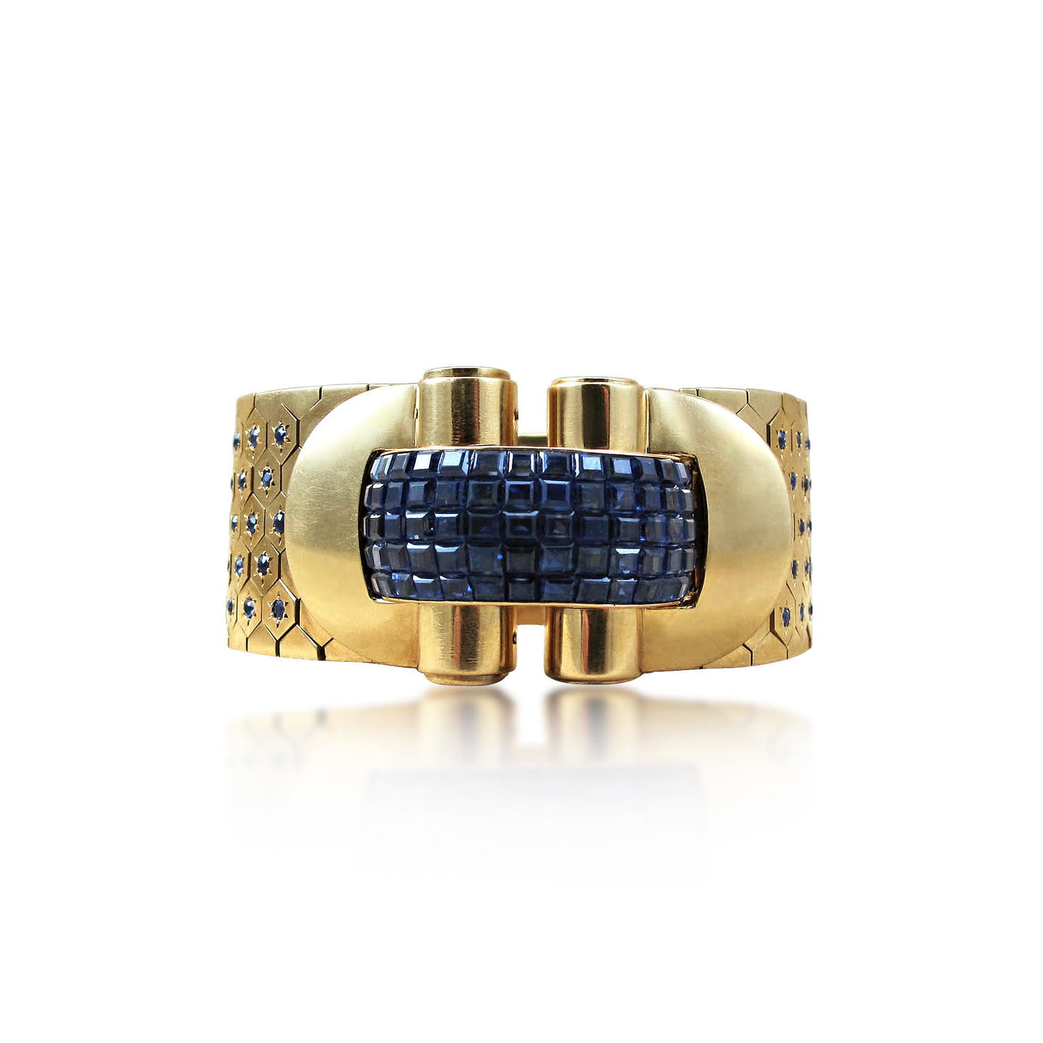 A RETRO SAPPHIRE AND GOLD 'LUDO' BRACELET, BY VAN CLEEF &amp; ARPELS 