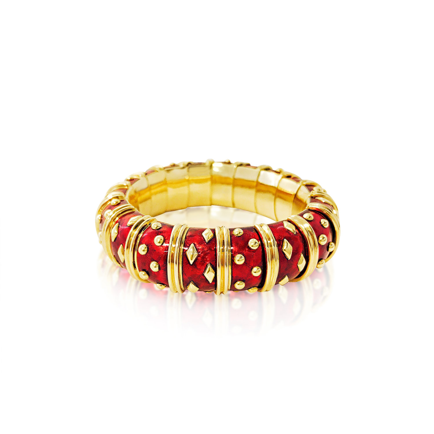 A Gold and Paillonné Enamel Bangle-Bracelet, Jean Schlumberger, France  