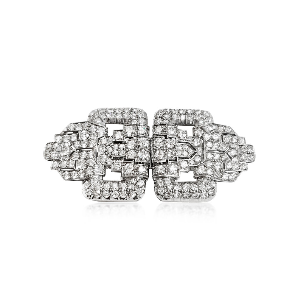 A PAIR OF ART DECO DIAMOND AND PLATINUM DOUBLE CLIPS - SOLD