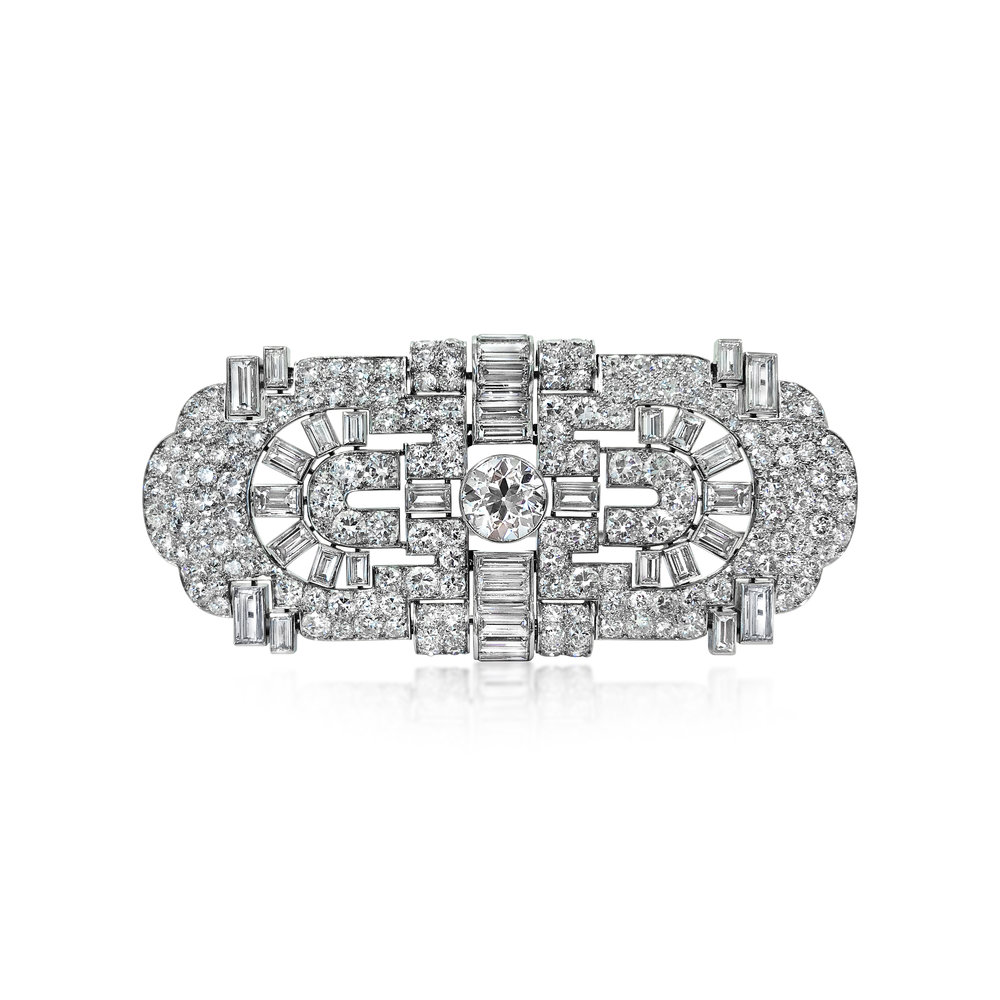 AN ART DECO DIAMOND DOUBLE CLIP BROOCH, BY KOCHERT - SOLD