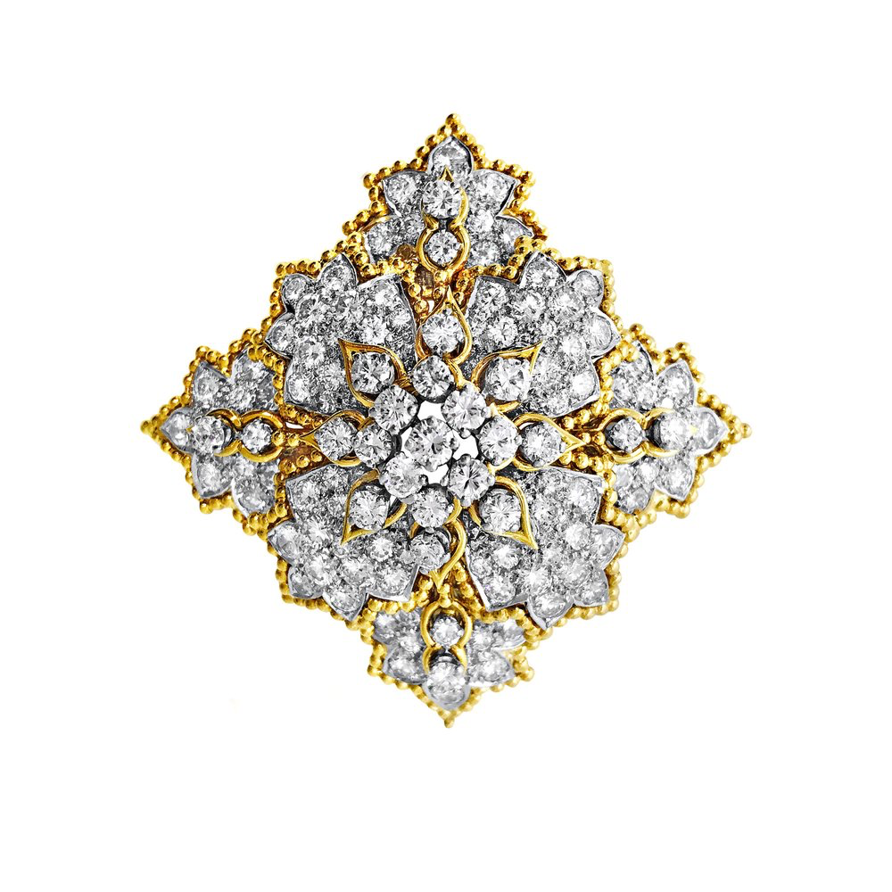 A DIAMOND AND GOLD BROOCH/PENDANT, BY TIFFANY &amp; CO - SOLD