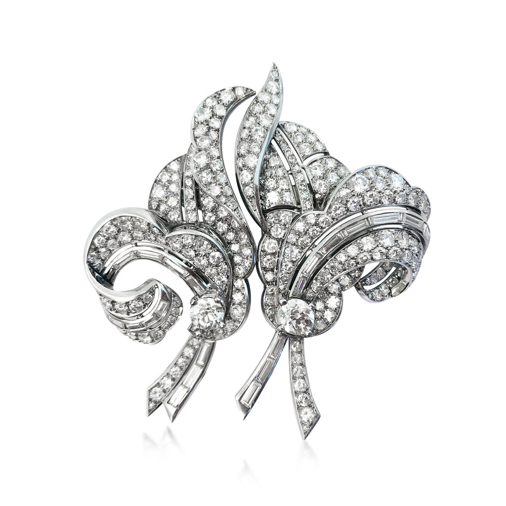 A PAIR OF DIAMOND DOUBLE CLIP BROOCHES  