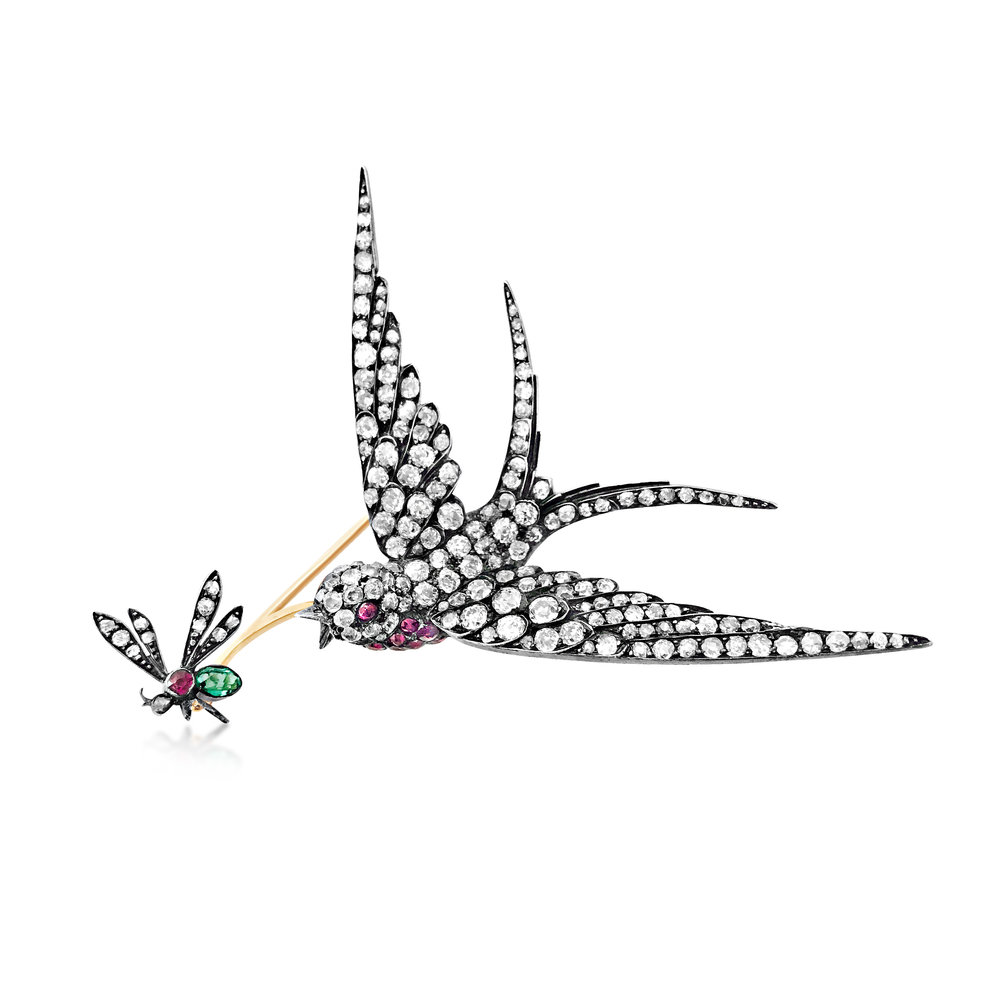 AN ANTIQUE BIRD BROOCH, CIRCA 1895 - SOLD