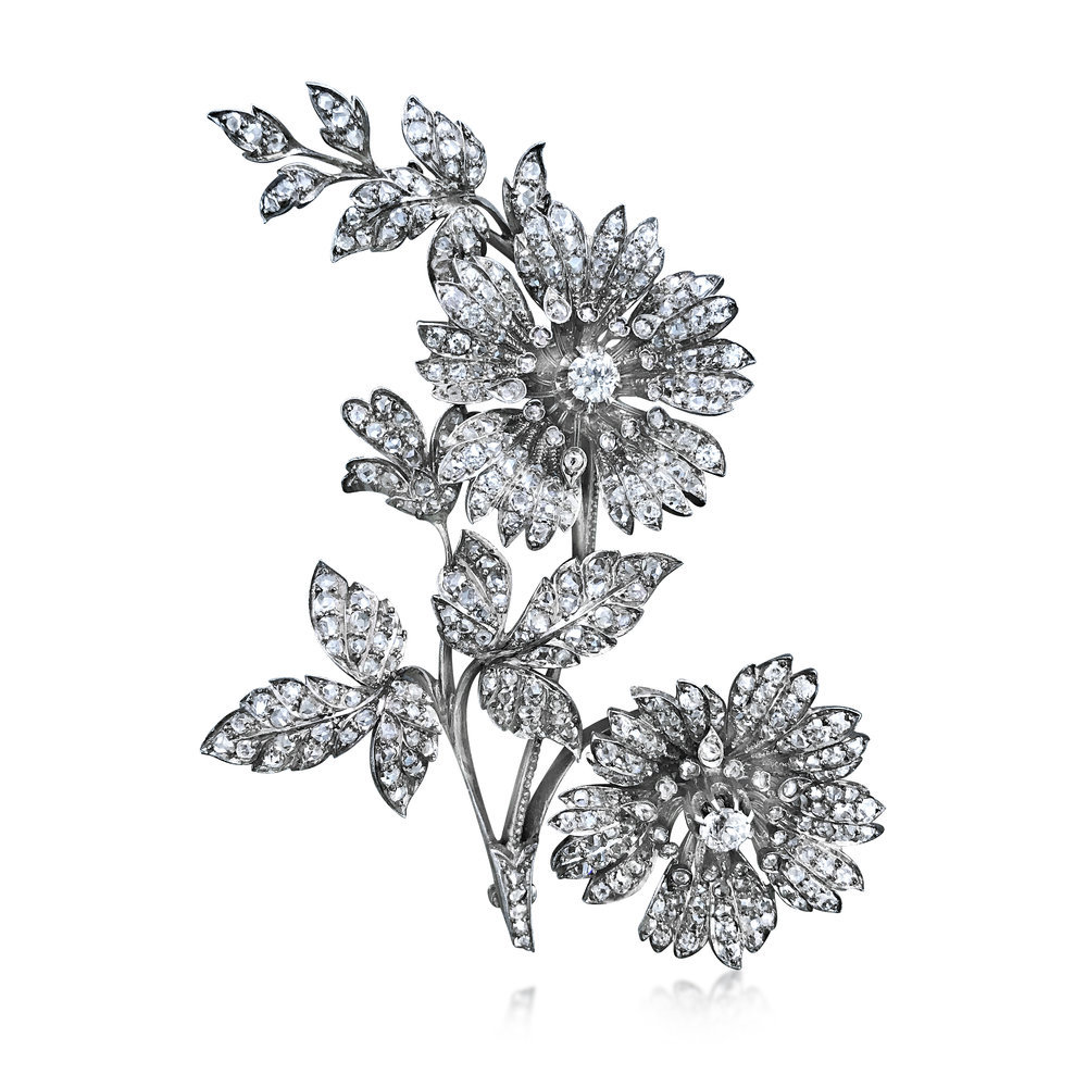 AN ANTIQUE DIAMOND BROOCH, CIRCA 1880 - SOLD