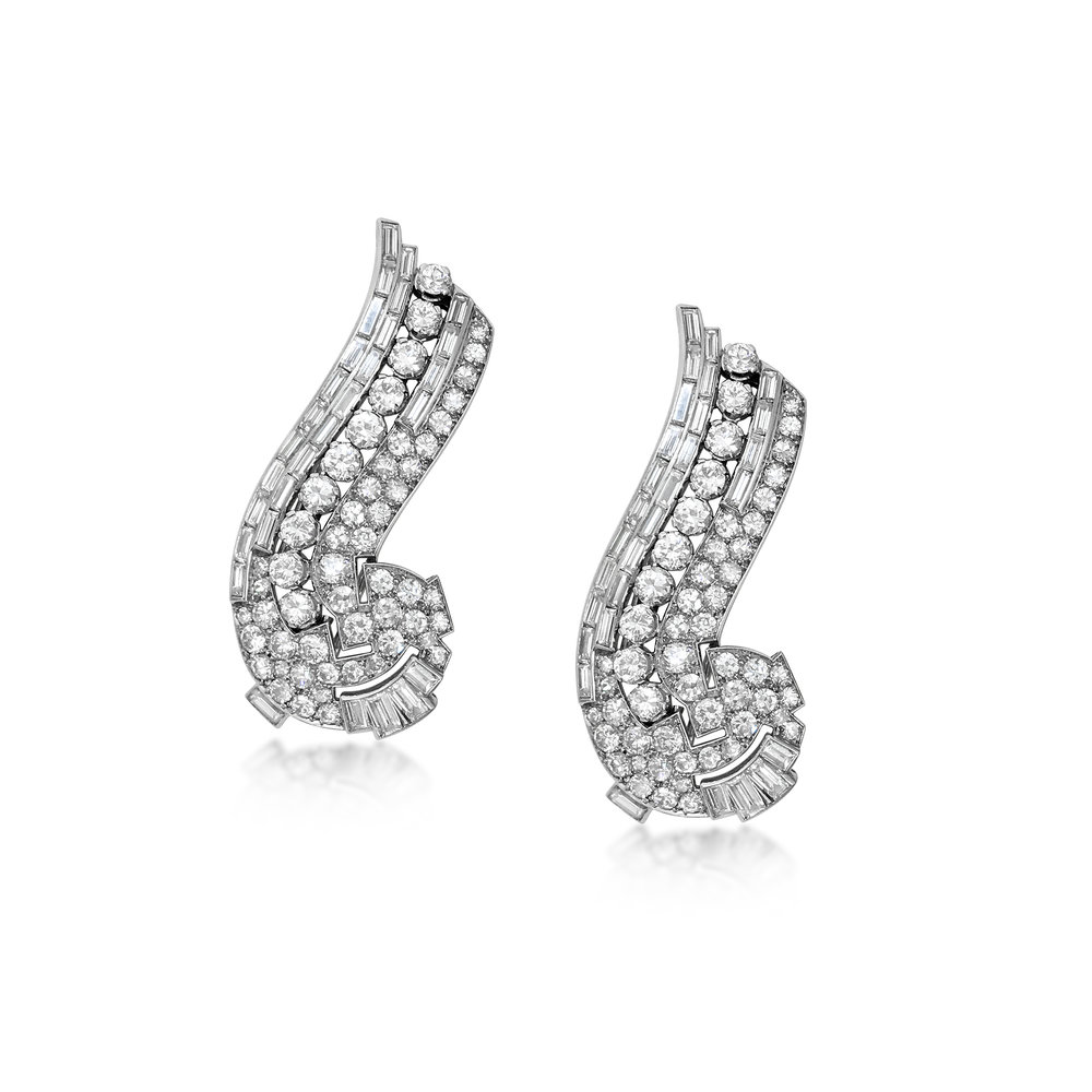 A PAIR OF DIAMOND DOUBLE CLIPS, BY RENÉ BOIVIN - SOLD
