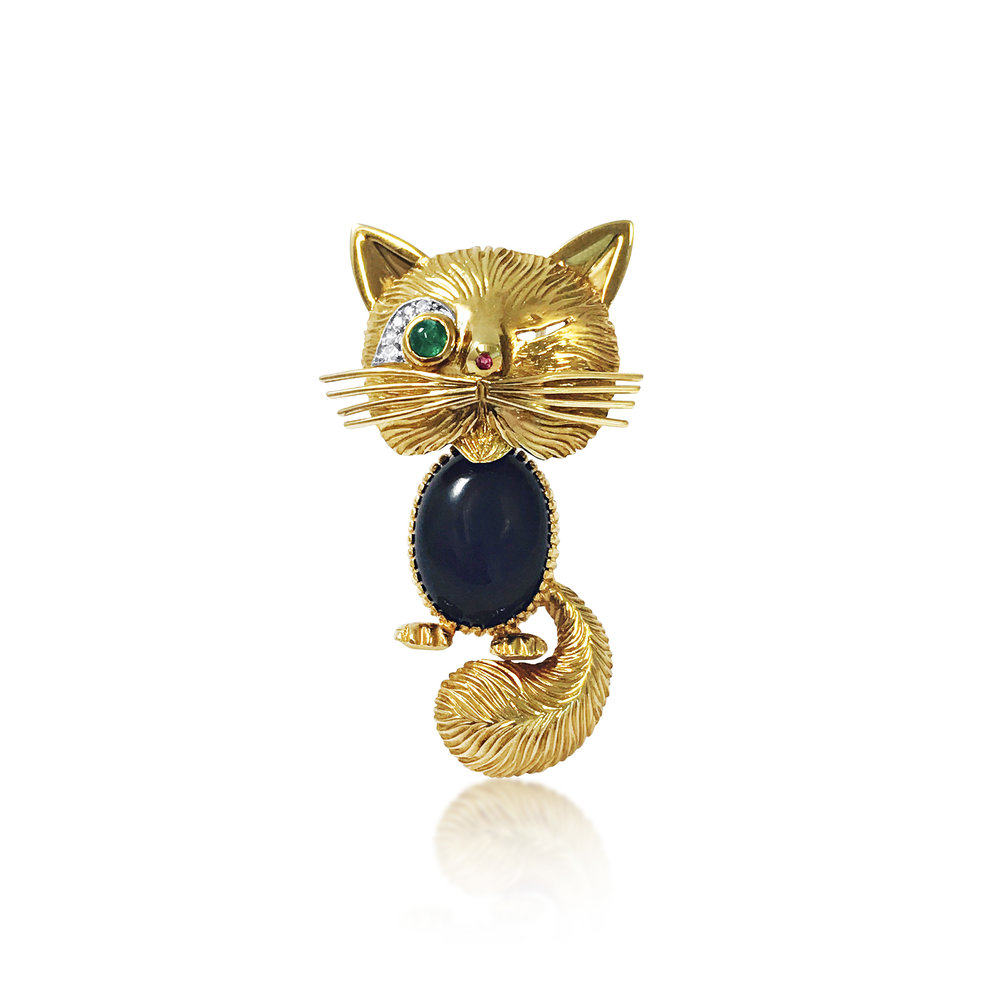 A MULTI-GEM NOVELTY BROOCH, BY VAN CLEEF &amp; ARPELS - SOLD