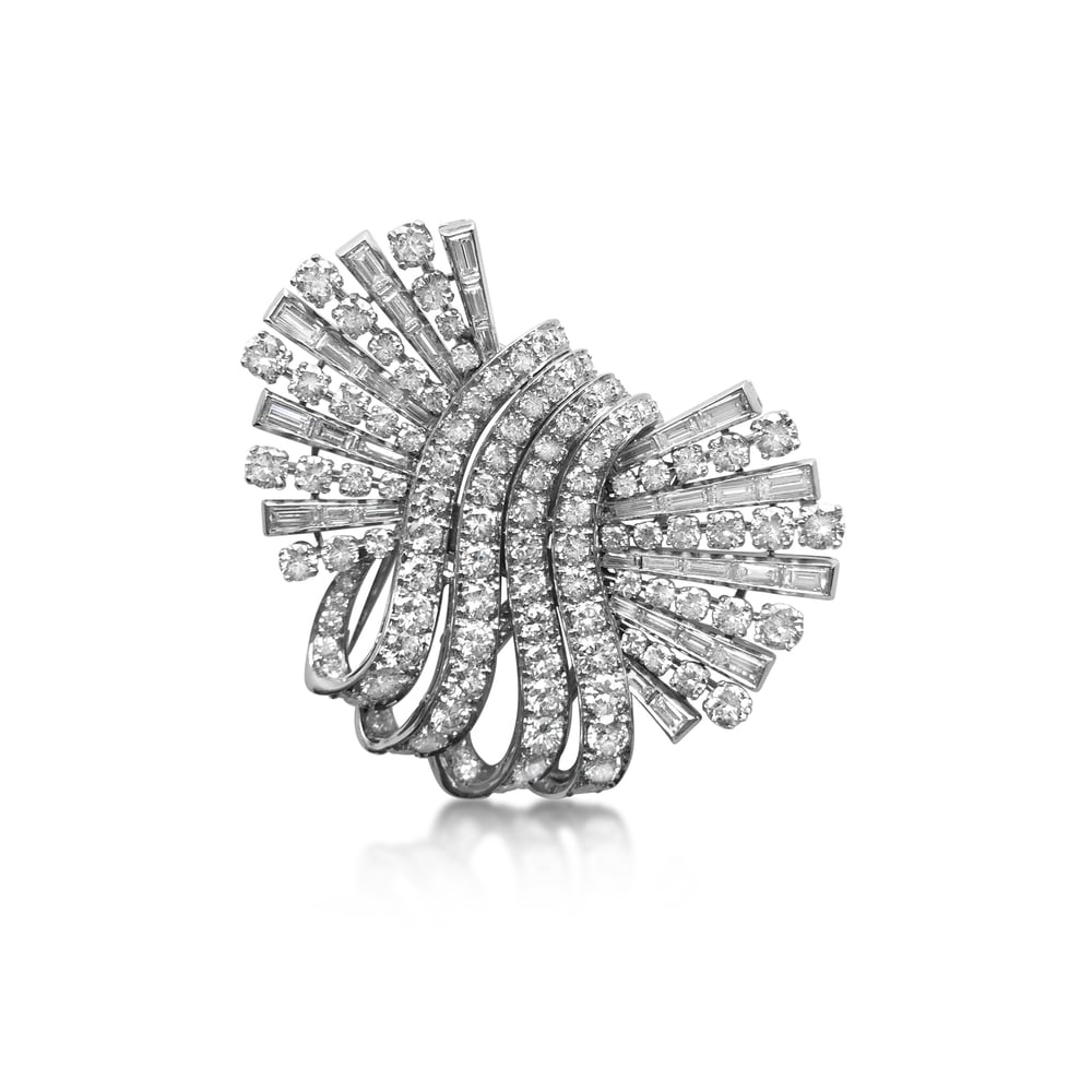A DIAMOND DOUBLE CLIP BROOCH, BY JOHN RUBEL, CIRCA 1945 - SOLD