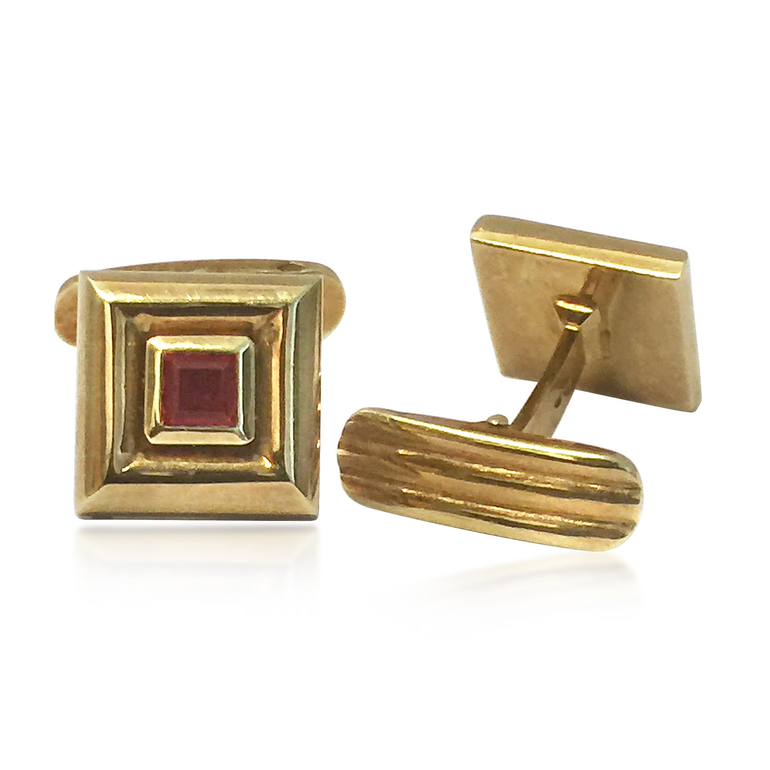 A Pair of Gold and Ruby Cufflinks, by Chaumet
