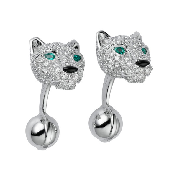 A Pair of Diamond Panther Cufflinks, by Cartier  