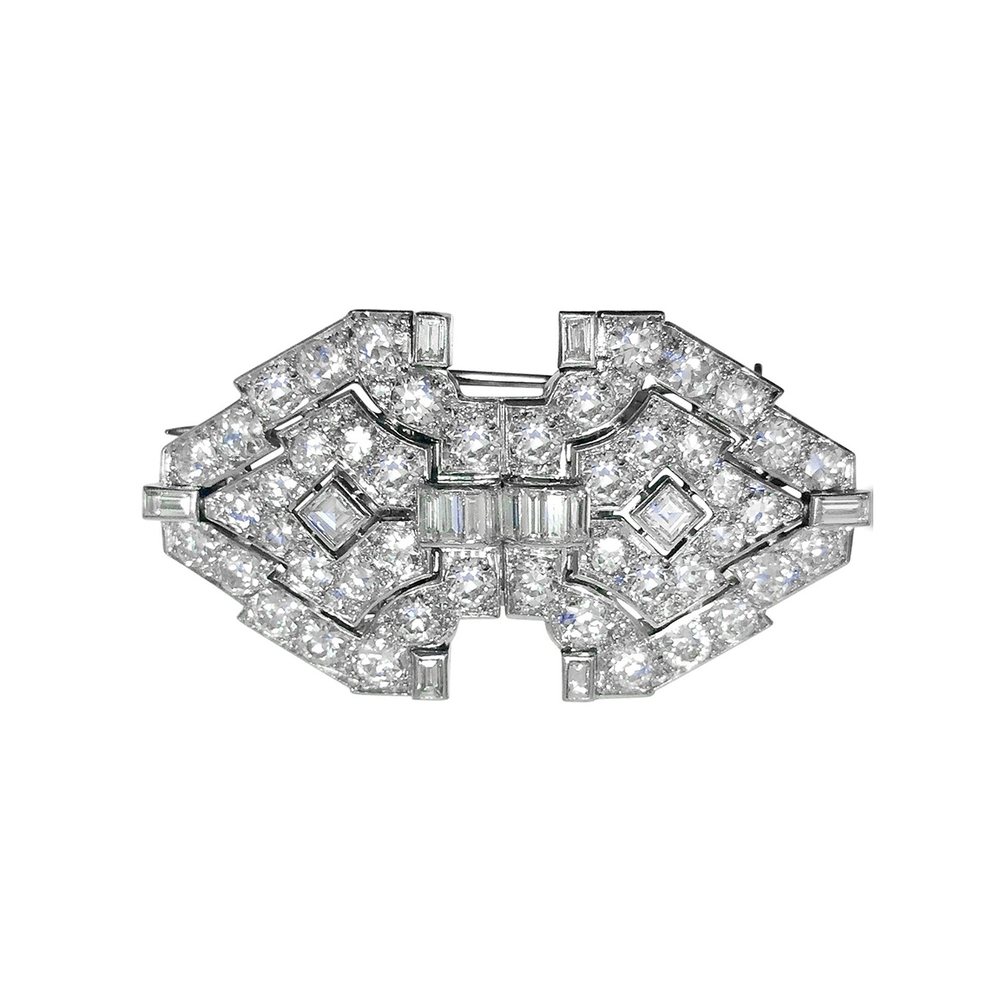 AN ART DECO DIAMOND DOUBLE CLIP BROOCH, BY GHISO, CIRCA 1920S - SOLD