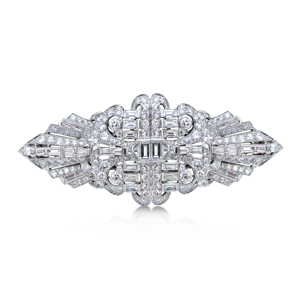 AN ART DECO DIAMOND CLIP BROOCH - SOLD