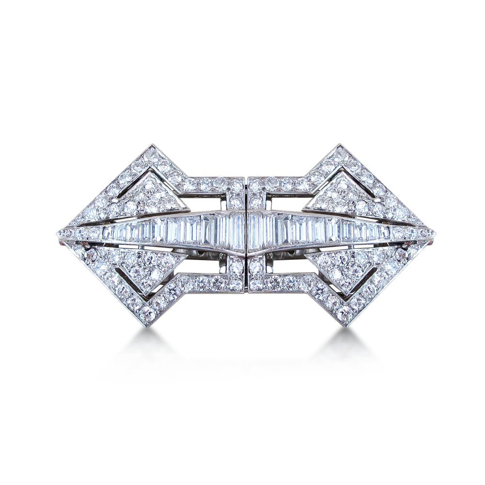 AN ART DECO DIAMOND DOUBLE CLIP BROOCH, CIRCA 1930 - SOLD