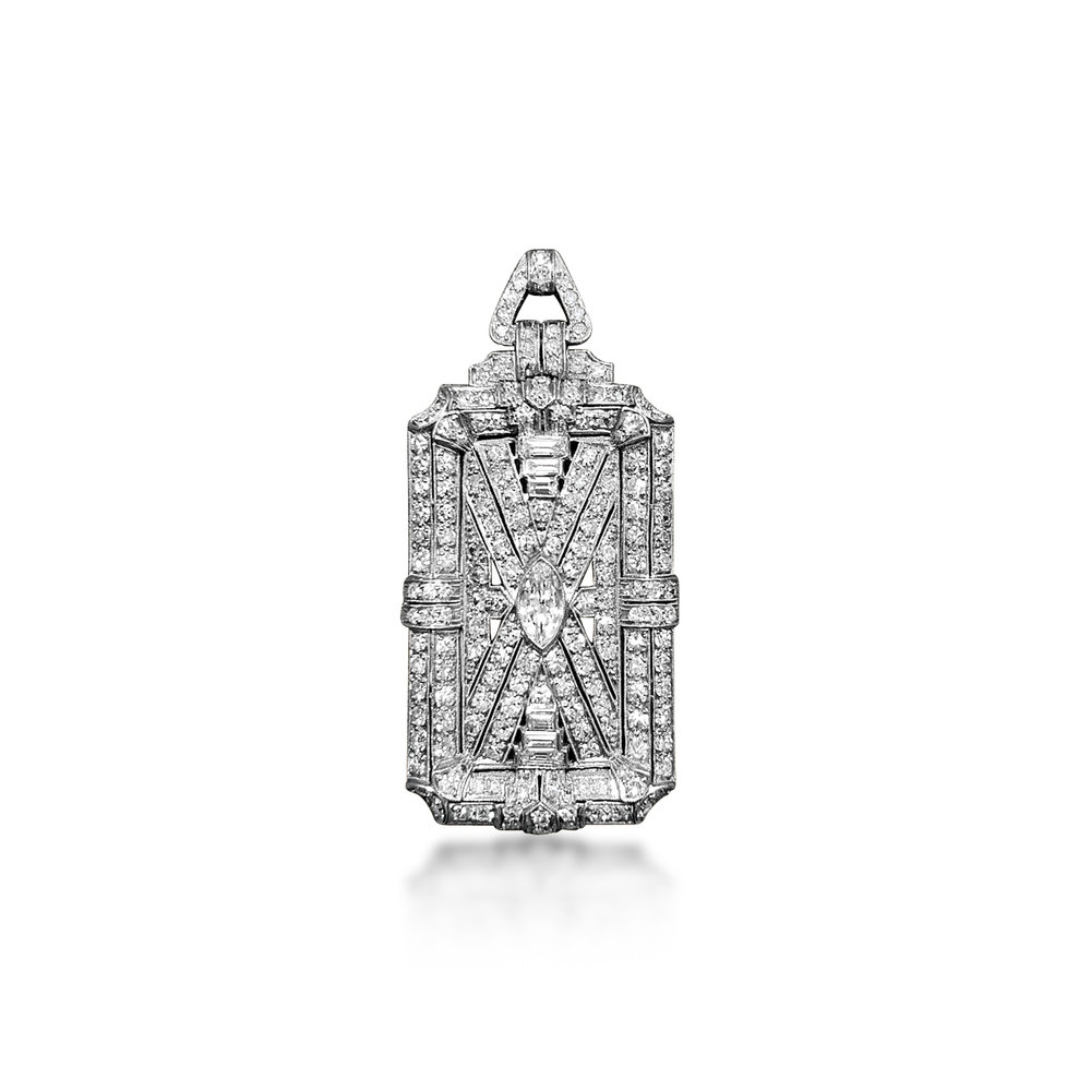 AN ART DECO DIAMOND BROOCH/PENDANT, CIRCA 1920S