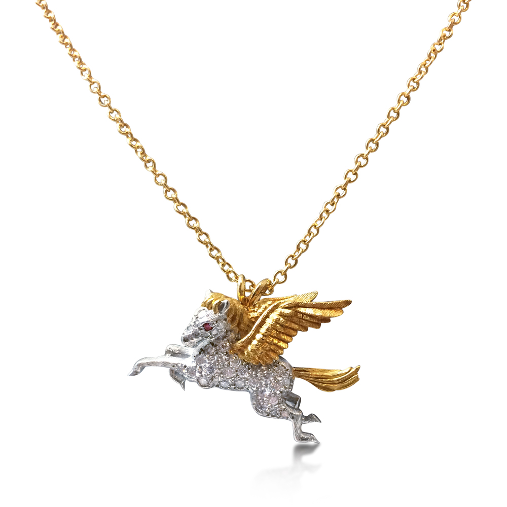 A DIAMOND PEGASUS PENDANT, BY MCTEIGUE 