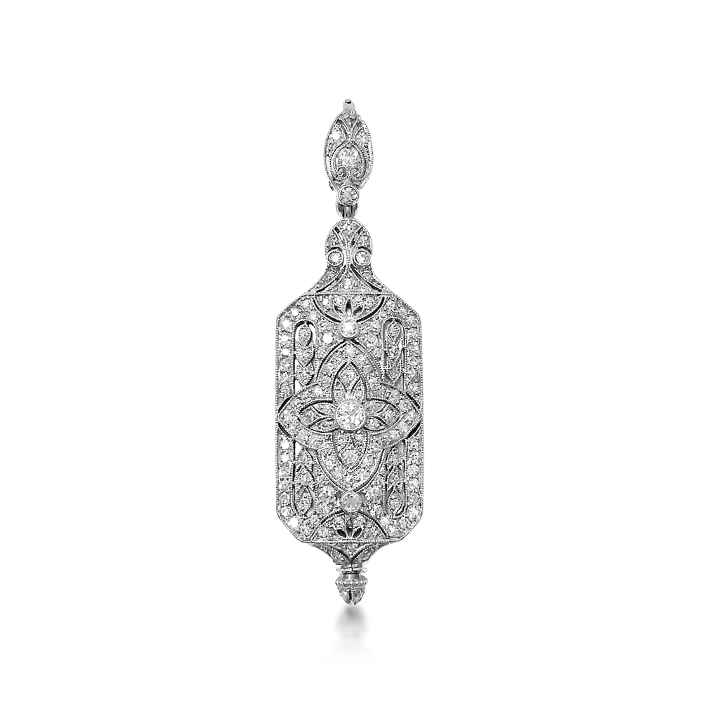 AN ART DECO DIAMOND AND PLATINUM PENDANT WATCH, CIRCA 1920 