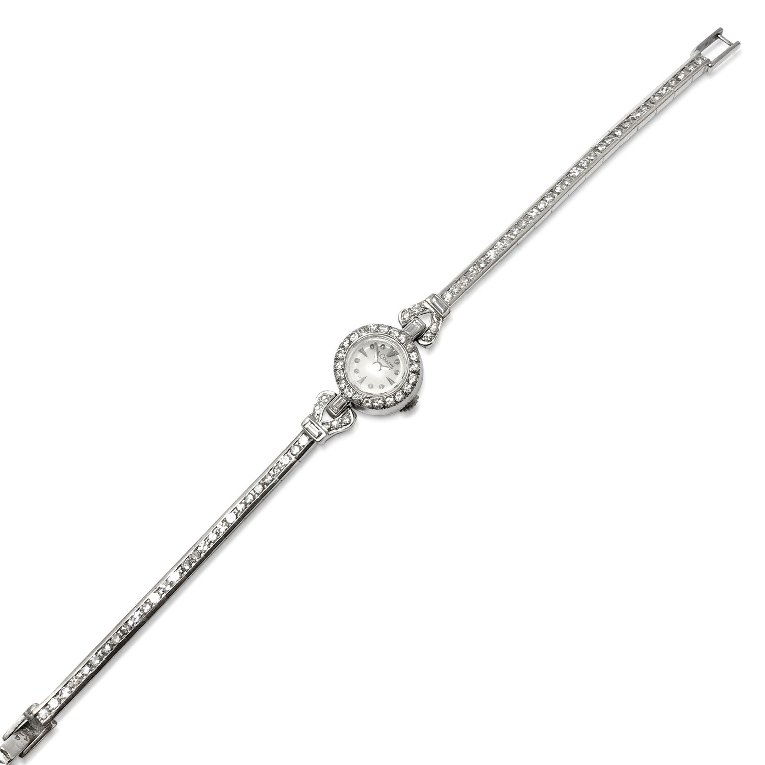 A DIAMOND AND WHITE GOLD WATCH, BY JAEGER LE COULTRE  