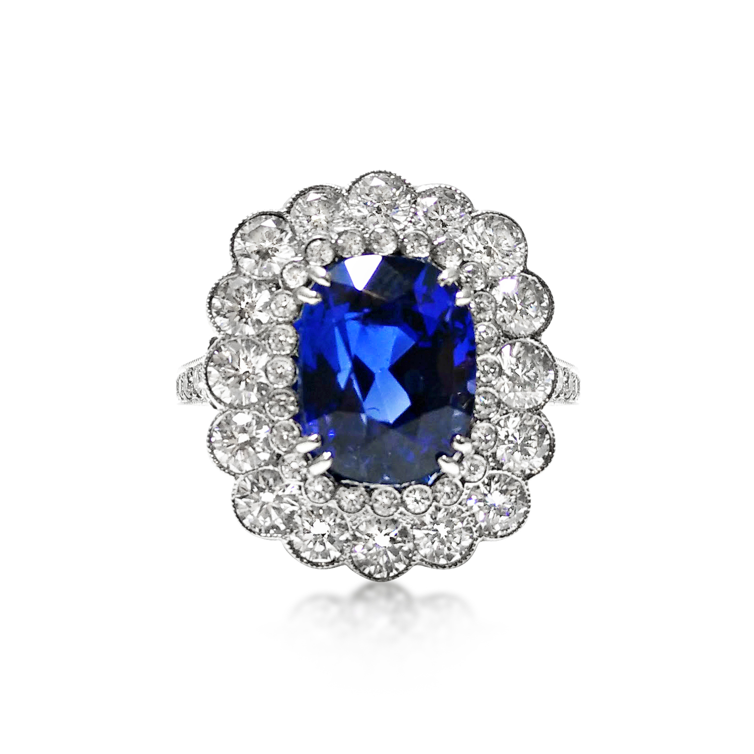 A Burma No Heat Sapphire And Diamond Ring  