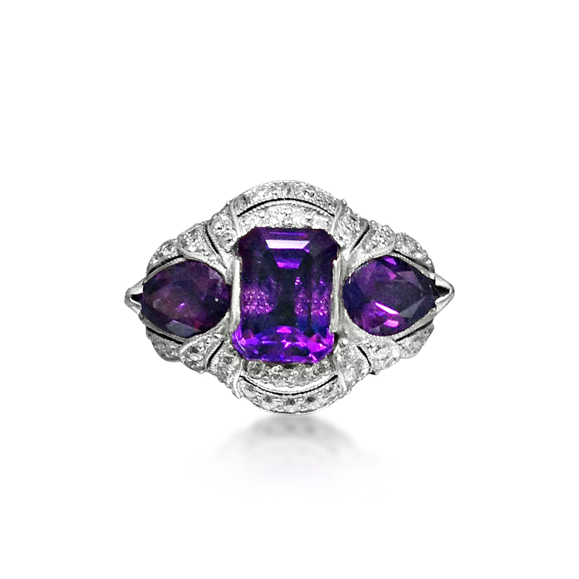 An Art Deco Amethyst And Diamond Ring  