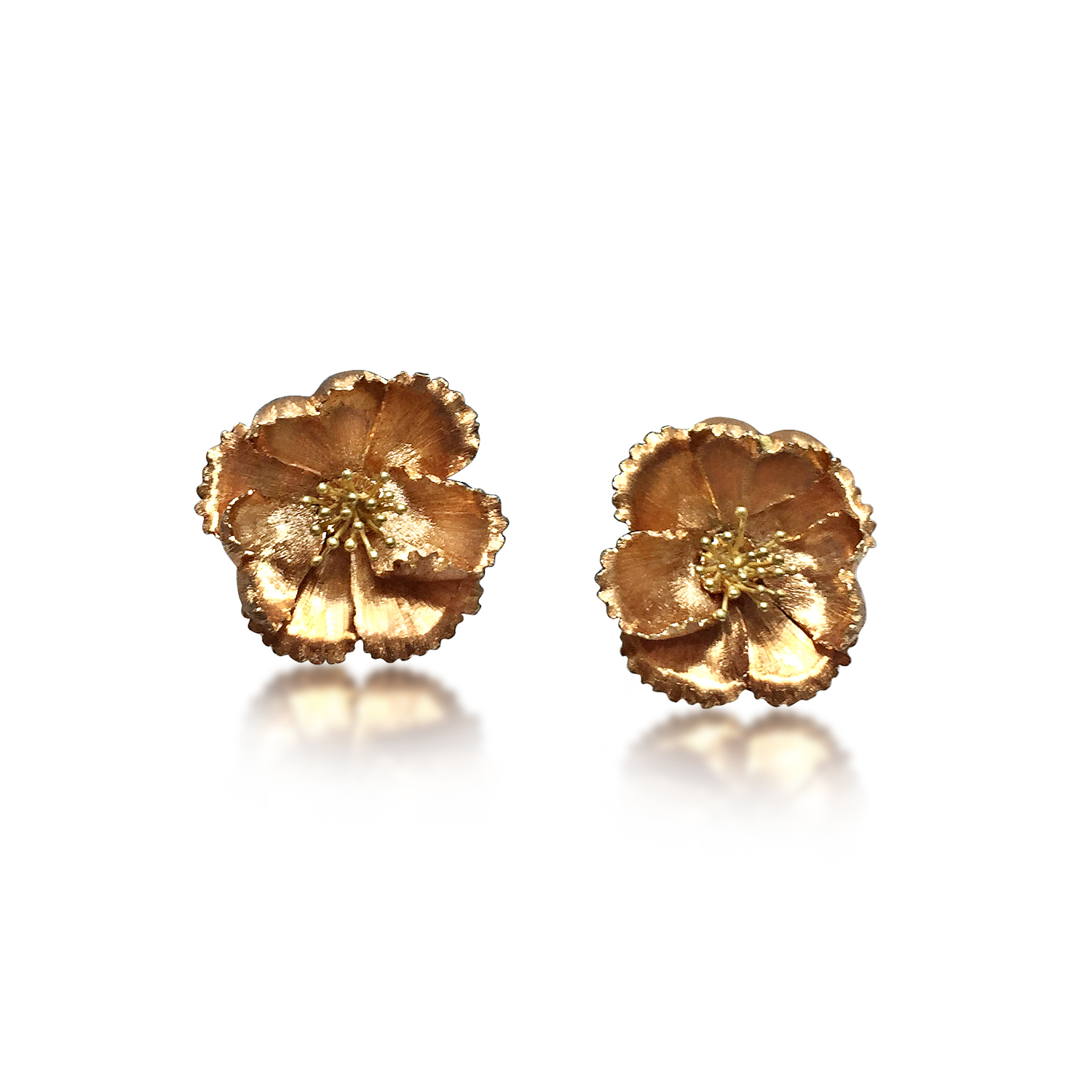 A PAIR OF ROSE-GOLD FLOWER EARRINGS, BY BUCCELLATI - SOLD