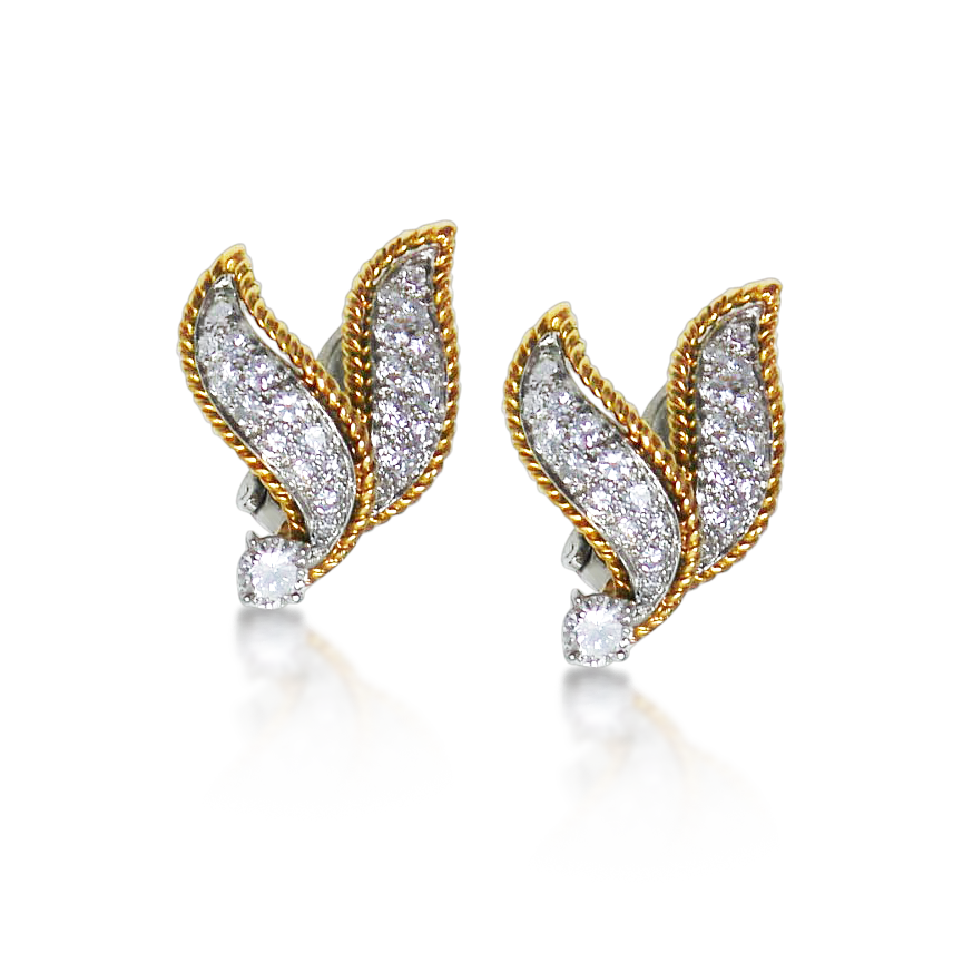 A PAIR OF GOLD AND DIAMOND EARRINGS, BY VAN CLEEF &amp; ARPELS, CIRCA 1960S - SOLD