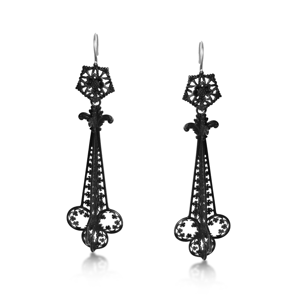 A PAIR OF BERLIN IRONWORK EARRINGS - SOLD