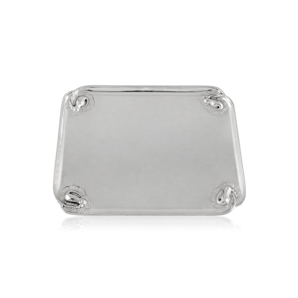 A RECTANGULAR BLOSSOM STERLING SILVER TRAY, BY GEORG JENSEN