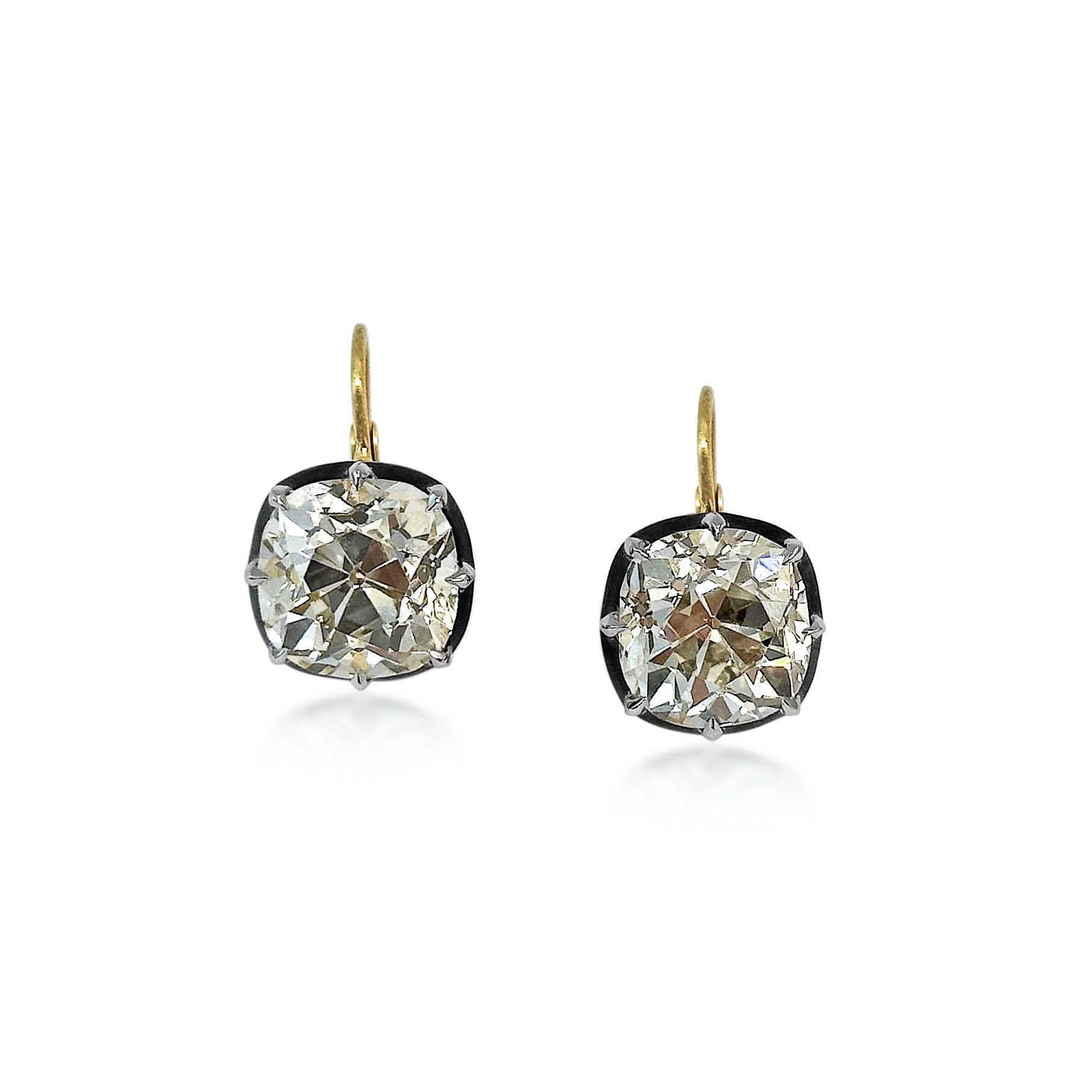A Pair of Cushion-Cut Diamond Earrings
