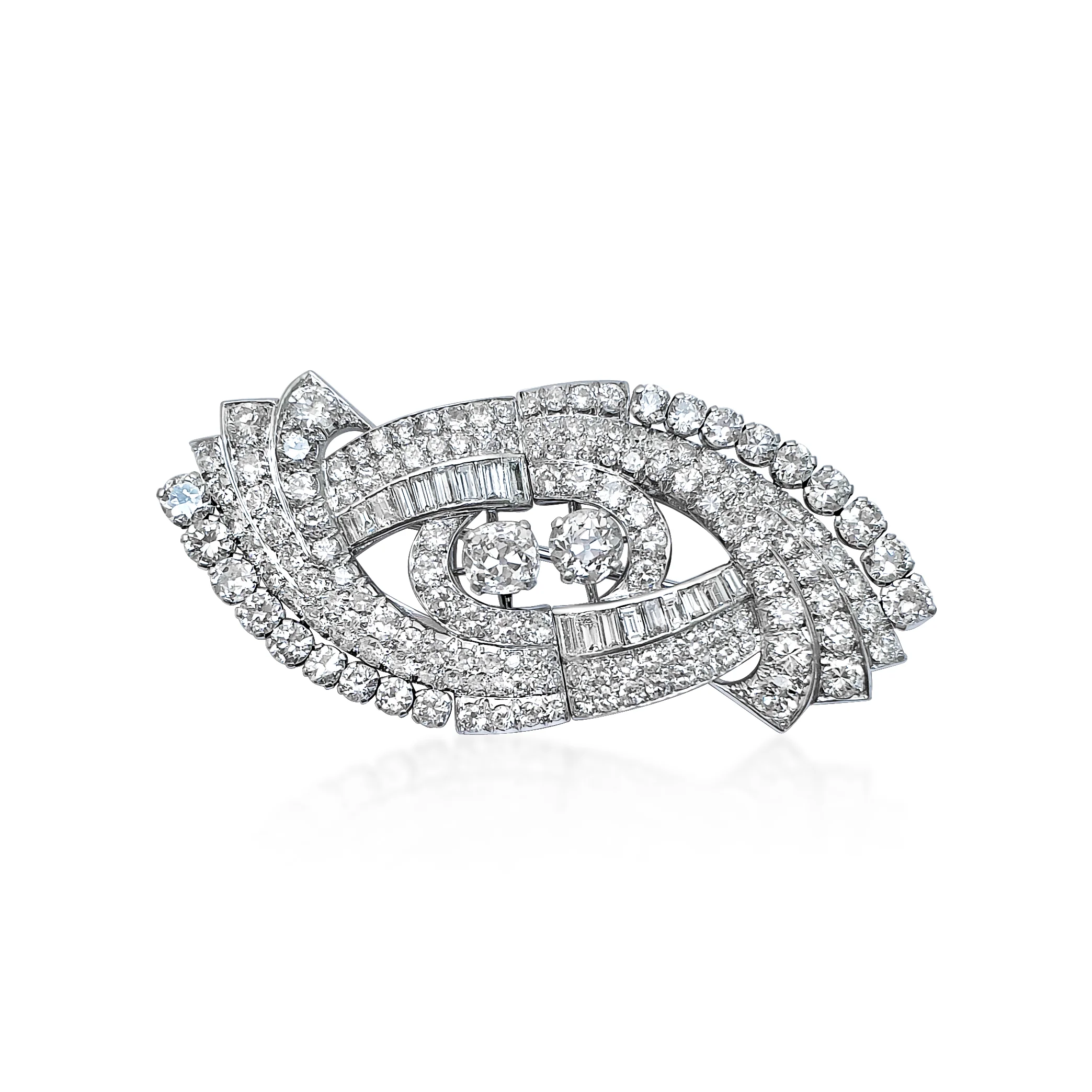A Pair of Art Deco Diamond Double Clip Brooches