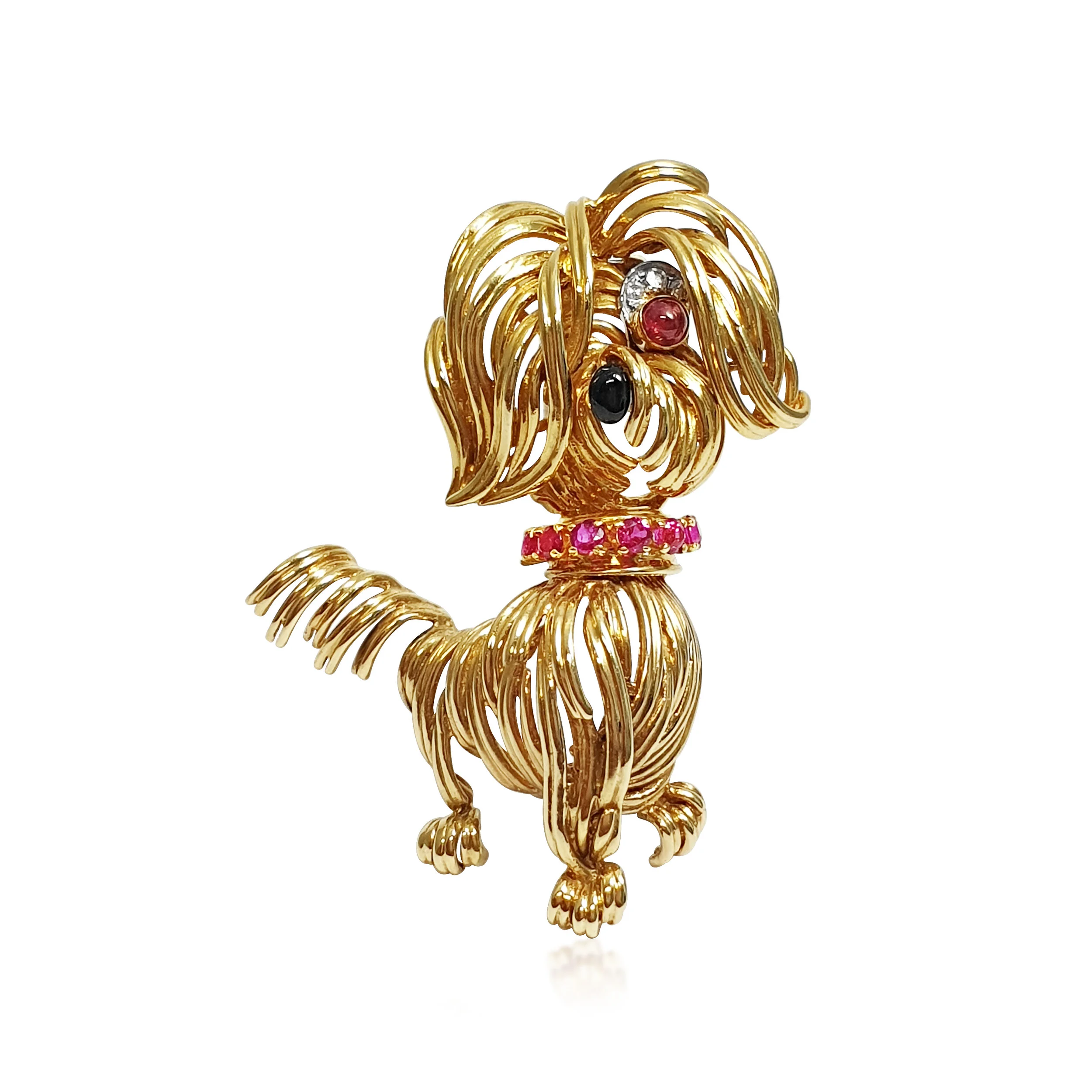 An 18K Yellow Gold, Ruby and Diamond Dog Brooch, by Van Cleef &amp; Arpels      