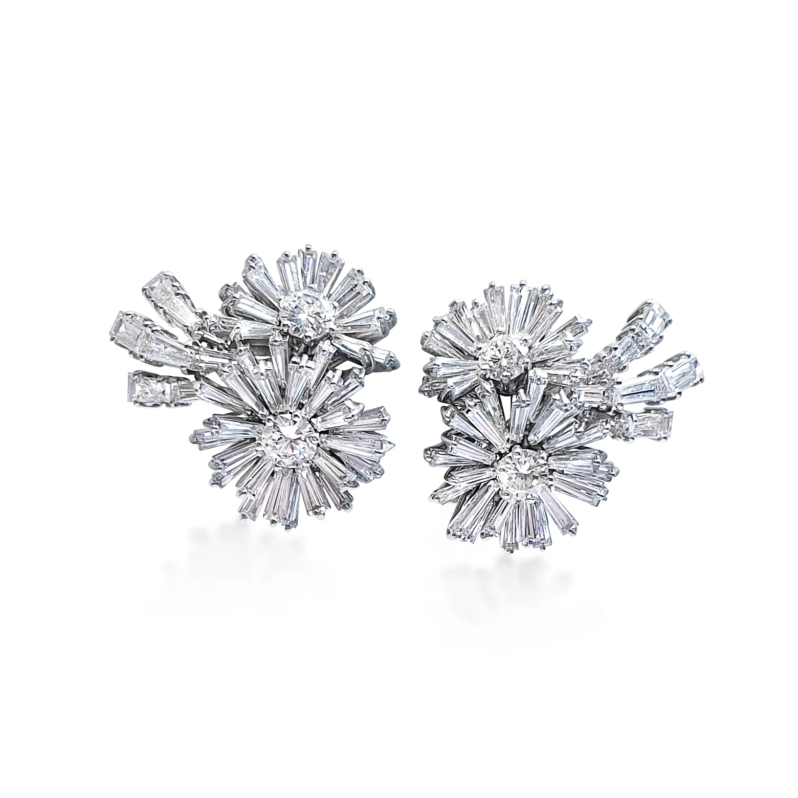 A Pair of Diamond and Platinum Earclips