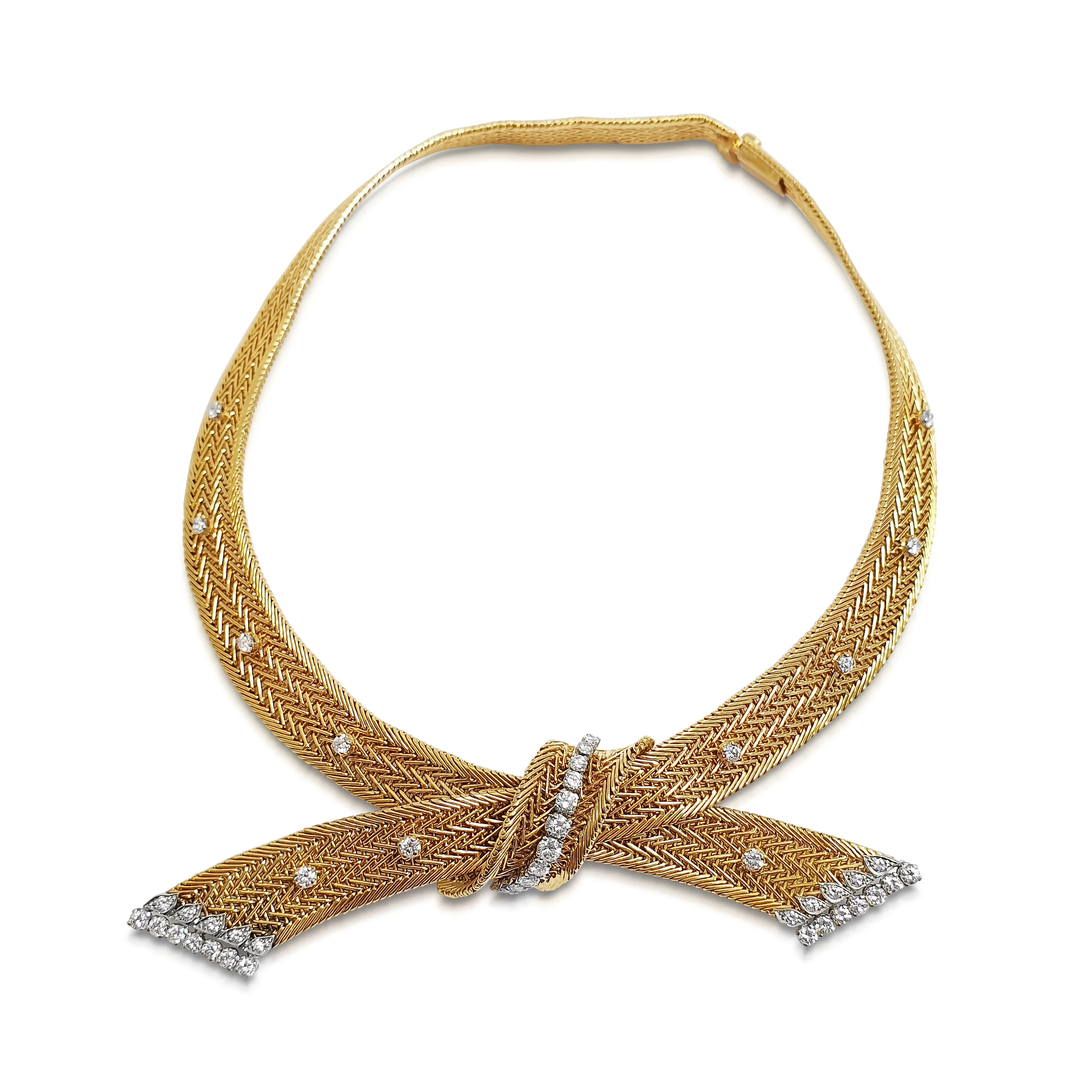 A Retro Gold and Diamond Necklace, by Kutchinsky 