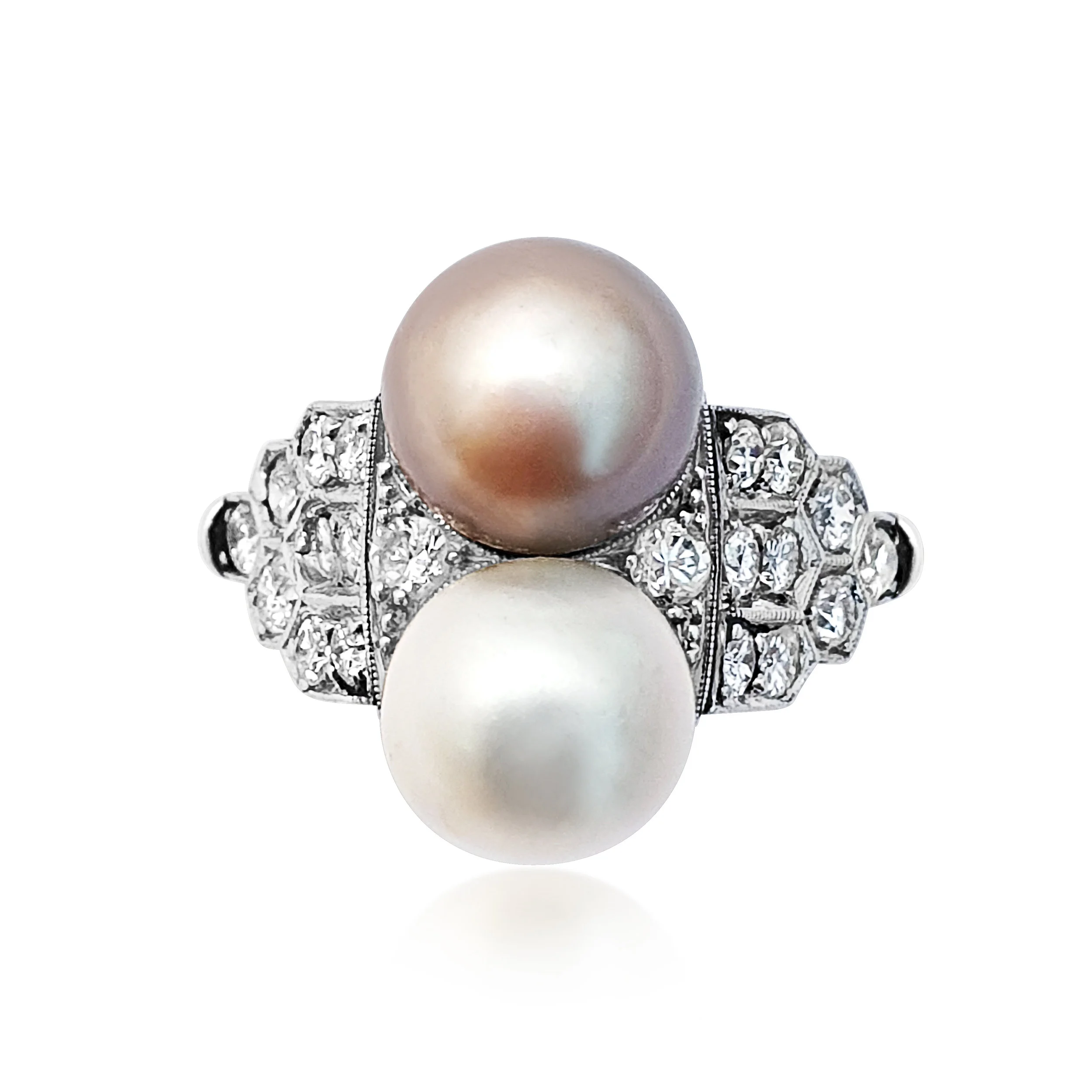 An Art Deco Diamond and Pearl Ring