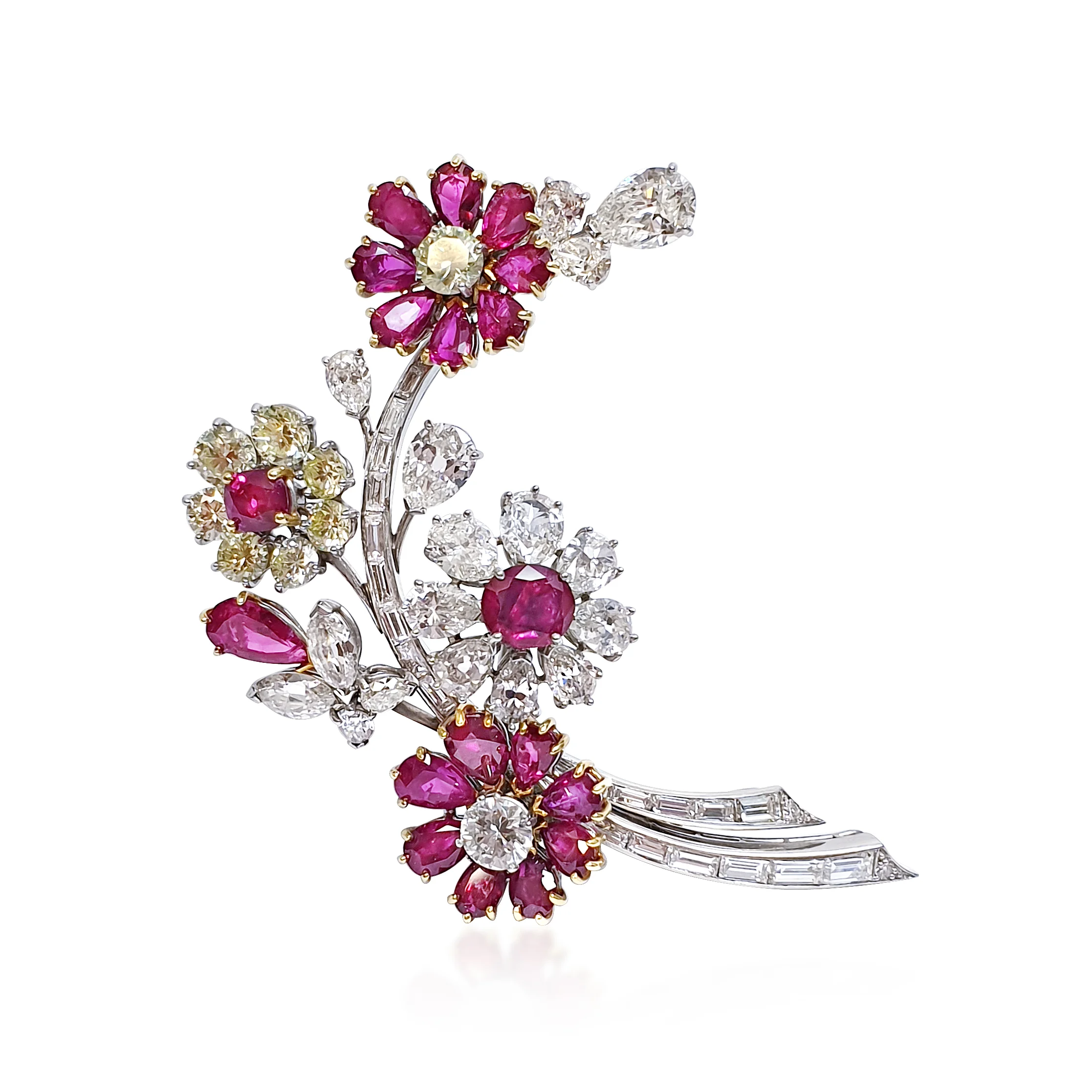 A Diamond and Ruby Brooch by Van Cleef  &amp; Arpels  