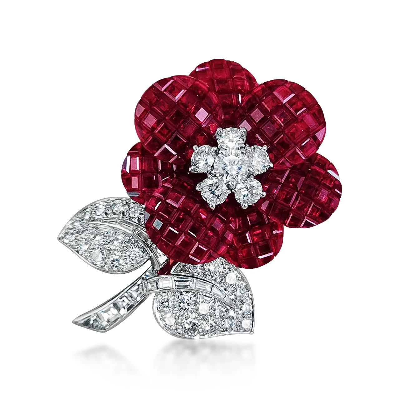 A Ruby and Diamond ‘Mystery Set’ Brooch, By Van Cleef &amp; Arpels  
